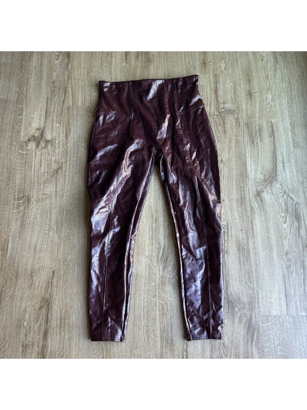 SPANX Women’s Pants Red Faux Patent Leather Leggings in Ruby Plus Size 1X